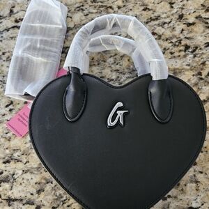 Glam-aholic Standard Size Heart Crossbody Bag Black NWT